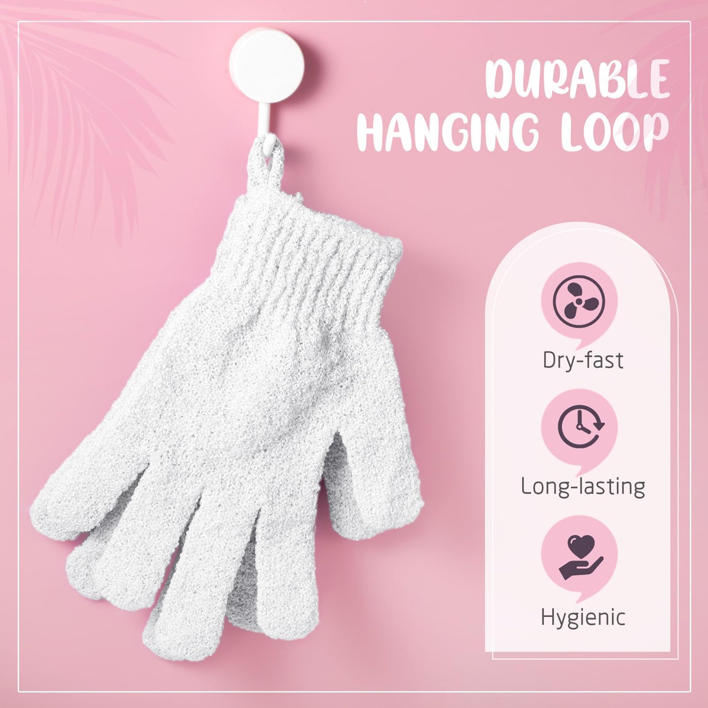 Didaey 104 Pcs Exfoliating Glove Bulk Shower Gloves with Hanging Loop Exfoliating Body Scrubber Dead Skin Remover for Body Bath Beauty Spa Massage Scrubs Men Women Bathing(White)
