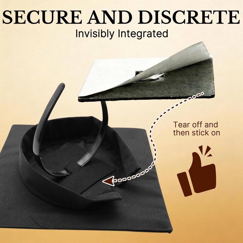 OCQOTAT 2 Pack Graduation Cap Headband,Black Anti-Fall Firm Hairband with Adhesive Insert,Secures Graduation Cap&Hairstyle, Essential Hat Accessories for Graduates,Students,Girls,Not including Caps