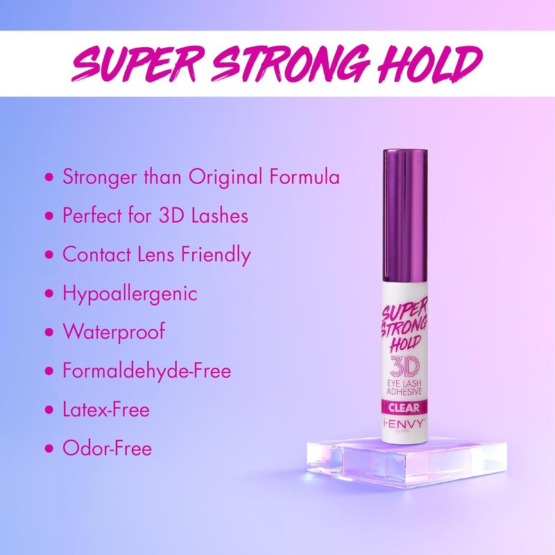 i-Envy by KISS 3D Strip Lash Glue - Super Strong Hold, Waterproof, Latex-Free & Odor-Free, Easy Application