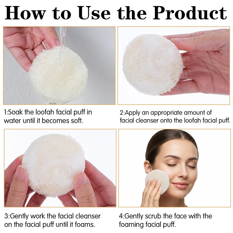 25 Pack Facial Sponge Scrubber Natural Loofah Exfoliating Face Pads Gentle Body Facial Brush Scrubbers Round Makeup Bathing Loofah for Bath Shower Spa Dead Skin Removal Women Men Cleansing