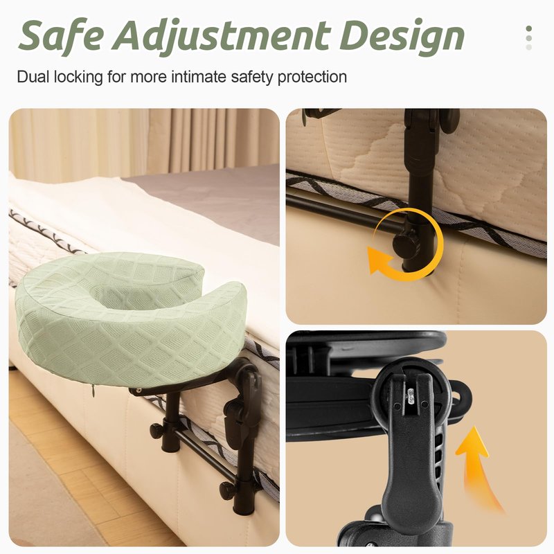 Massage Headrest for Bed, Adjustable Massage Face Cradle at Home, Portable Massage Table Kit for Sleeping Mattress, Face Down Pillow After Eye Surgery (with Armrest Shelf & Breast Pillow)