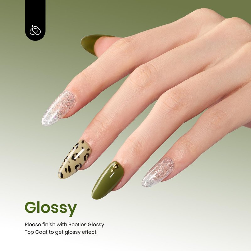 Beetles Olive Green Gel Nail Polish, 15ML Army Green Earth Tone Day Gel Nail Polish, Long Lasting Soak Off Manicure for DIY Summer Nails Art