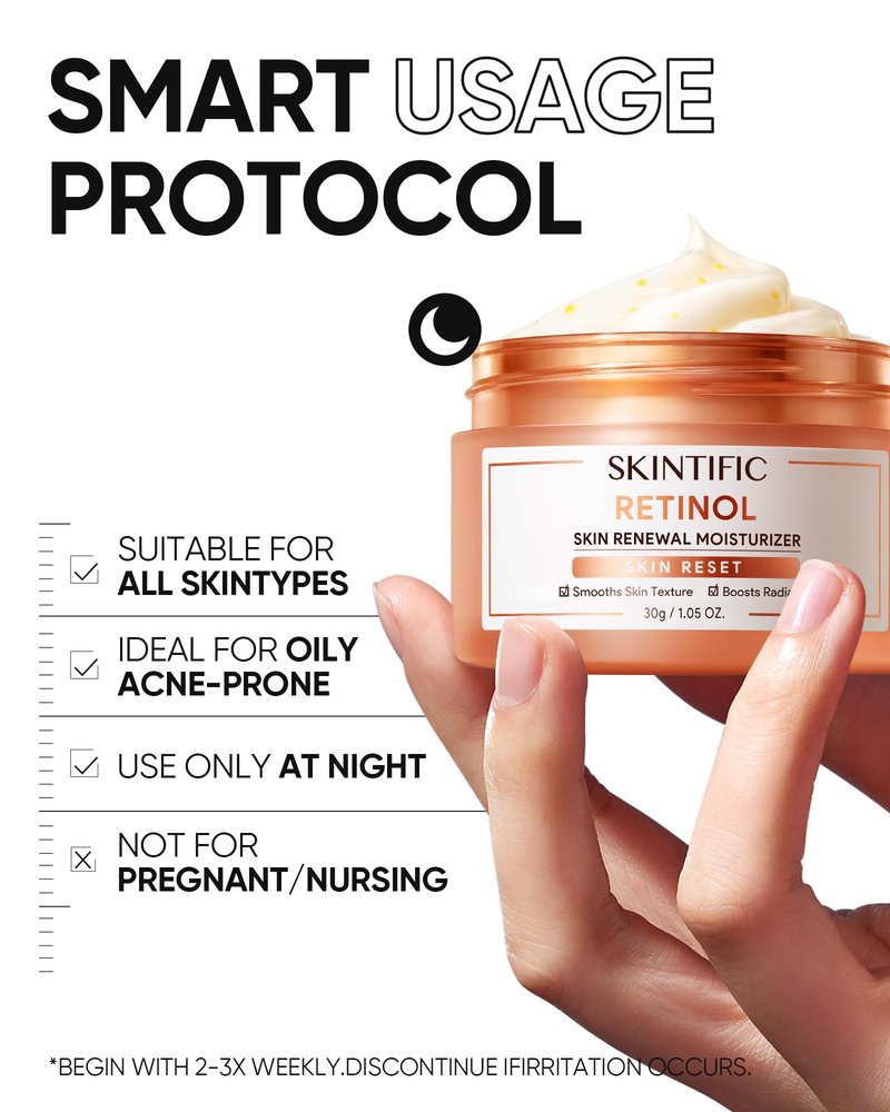 Face Moisturizer with 5X Ceramides, Hydrating Moisture Barrier Repair Cream for Sensitive/Oil Skin Types, Hyaluronic Acid & Centella (Retinol, 1 Fl Oz (Pack of 1))