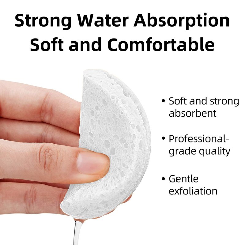 60-Count Compressed Facial Sponges|100% Natural Kickleen Cellulose Cosmetic Spa Sponges for Daily Facial Cleansing|Makeup and Mask Removal | Exfoliating | Skin Massage | Pore Exfoliation(White)
