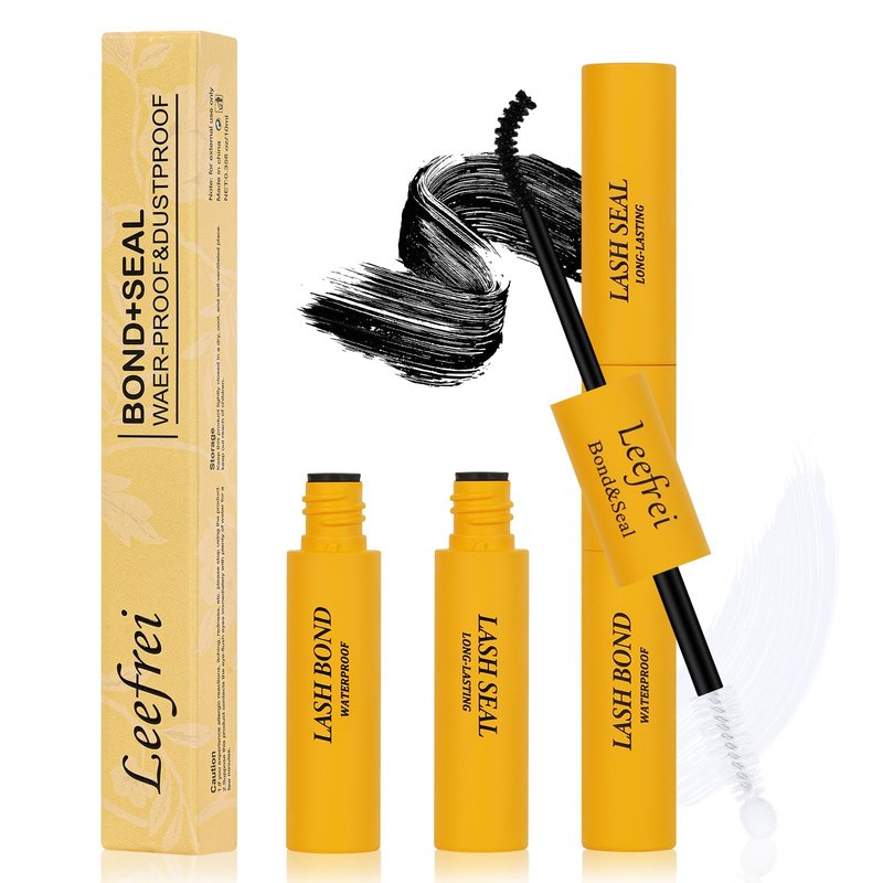 Leefrei 2-in-1 Lash Bond and Seal, DlY Lash Glue for Cluster Lashes, Long-Lasting Lash Adhesive with Dual Brush Design, Quick-Drying, Gentle & Waterproof, Natural Look, Easy to Use at Home