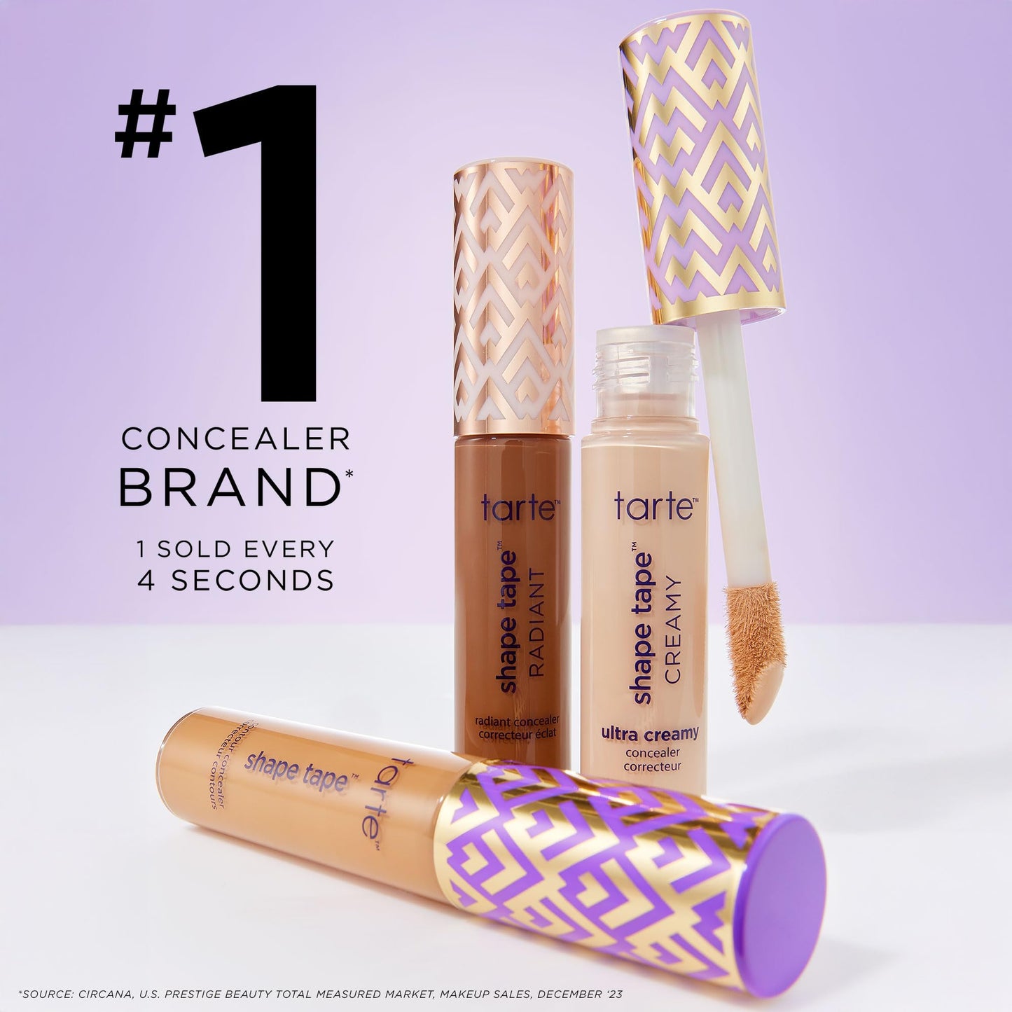 tarte shape tape concealer & brush – Instant Full Coverage for Under Eye, Dark Circles, Redness & Discoloration, Dermatologist-Tested, Vegan, Cruelty-Free, full size, 29N light-medium