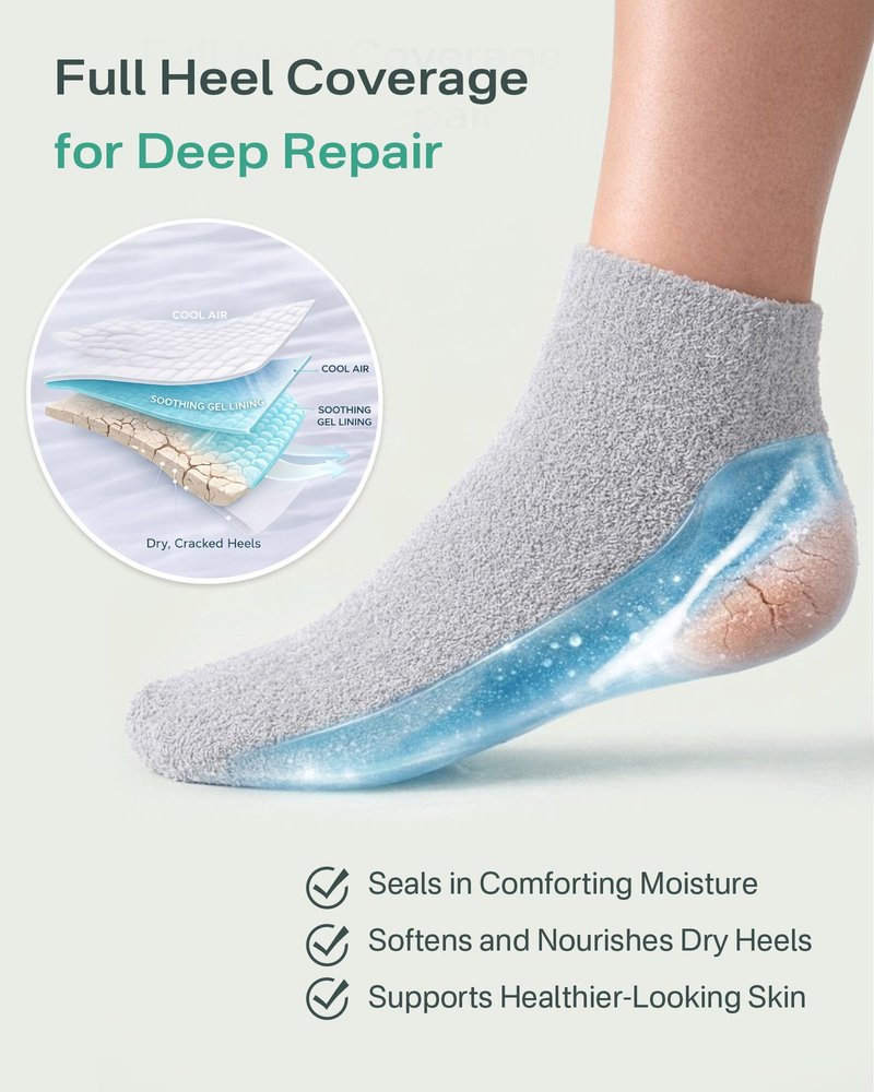 Moisturizing Socks for Dry Cracked Feet, Silicone Socks for Foot Spa(Size 9-11), Gel Socks for Foot Care Overnight, Aloe Socks Heel Protector for Cracked Heel Treatment, Self Care Gifts for Women