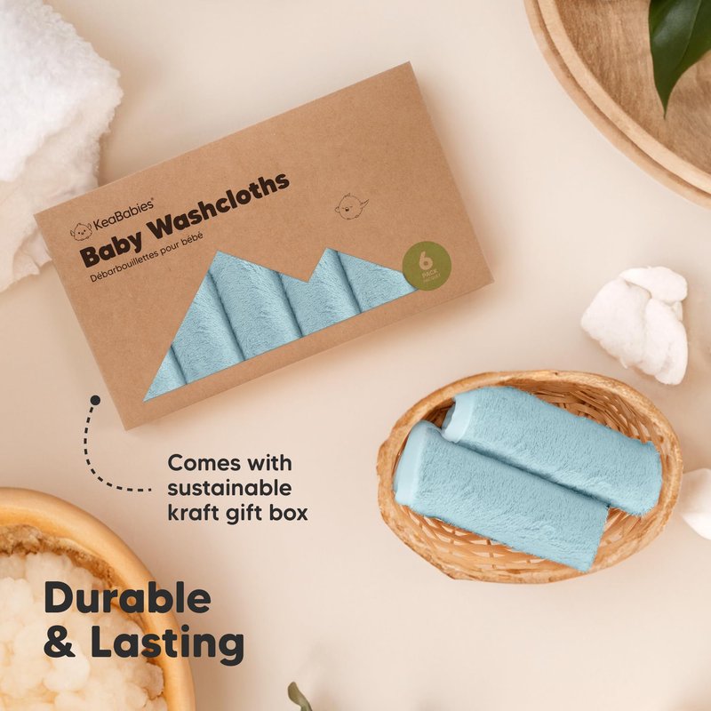 6-Pack Baby Washcloths – Soft Absorbent Viscose from Bamboo Washcloths for Face, Body, Baby Towels for Newborn, Kids, Toddlers, Infant,Gentle on Sensitive Skin,10x10 Reusable Face Towels(Aegean Blue)