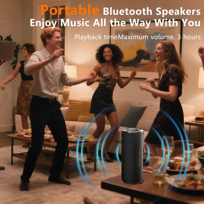 BYANDBY Bluetooth Speaker with IPX5 Waterproof 2 Portable, Long Playtime, Wireless Stereo Pairing, 12W Stereo Sound, BT 5.3, Bassup, Electronics for Home, Shower, Outdoors, Travel(Black)