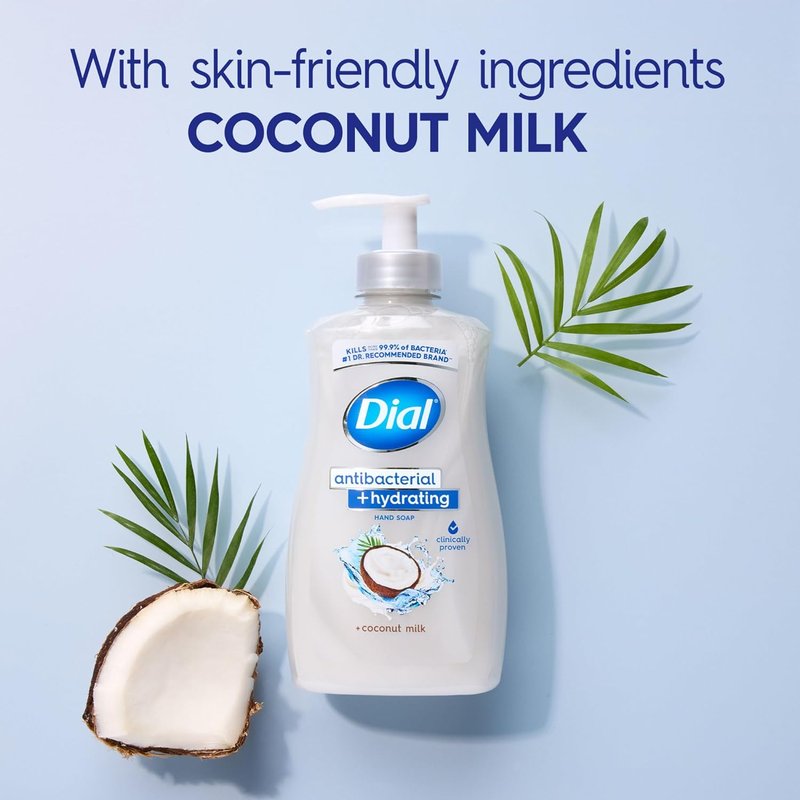 Dial Antibacterial Liquid Hand Soap - Hydrating Coconut Milk Formula | 11oz, Pack of 4