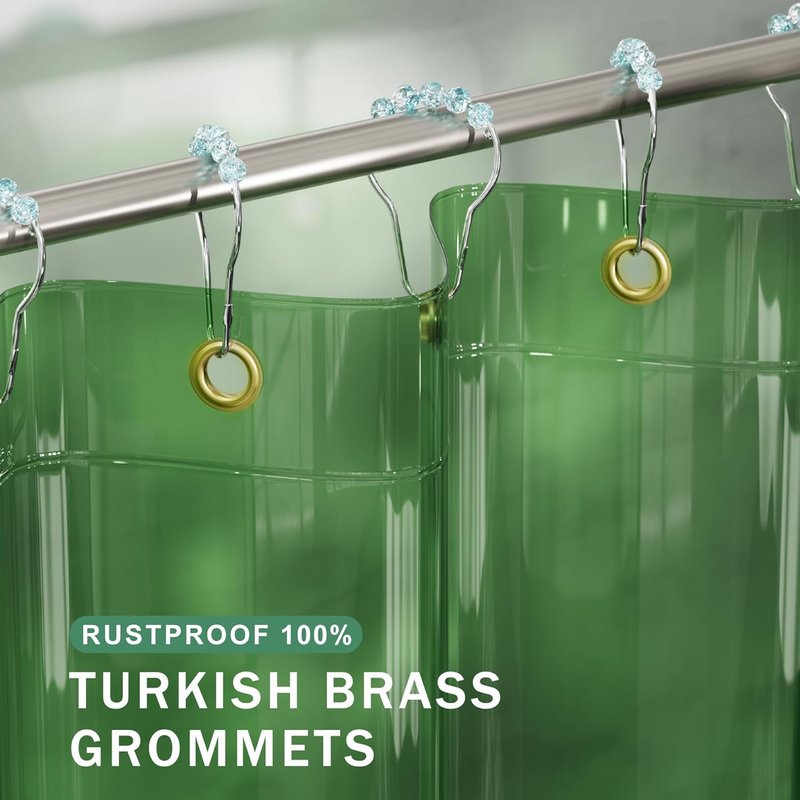 AmazerBath Shower Curtain Liner - 100% EVA Clear Green Heavy Duty 2-in-1 | 72x72 with Rustproof Grommets