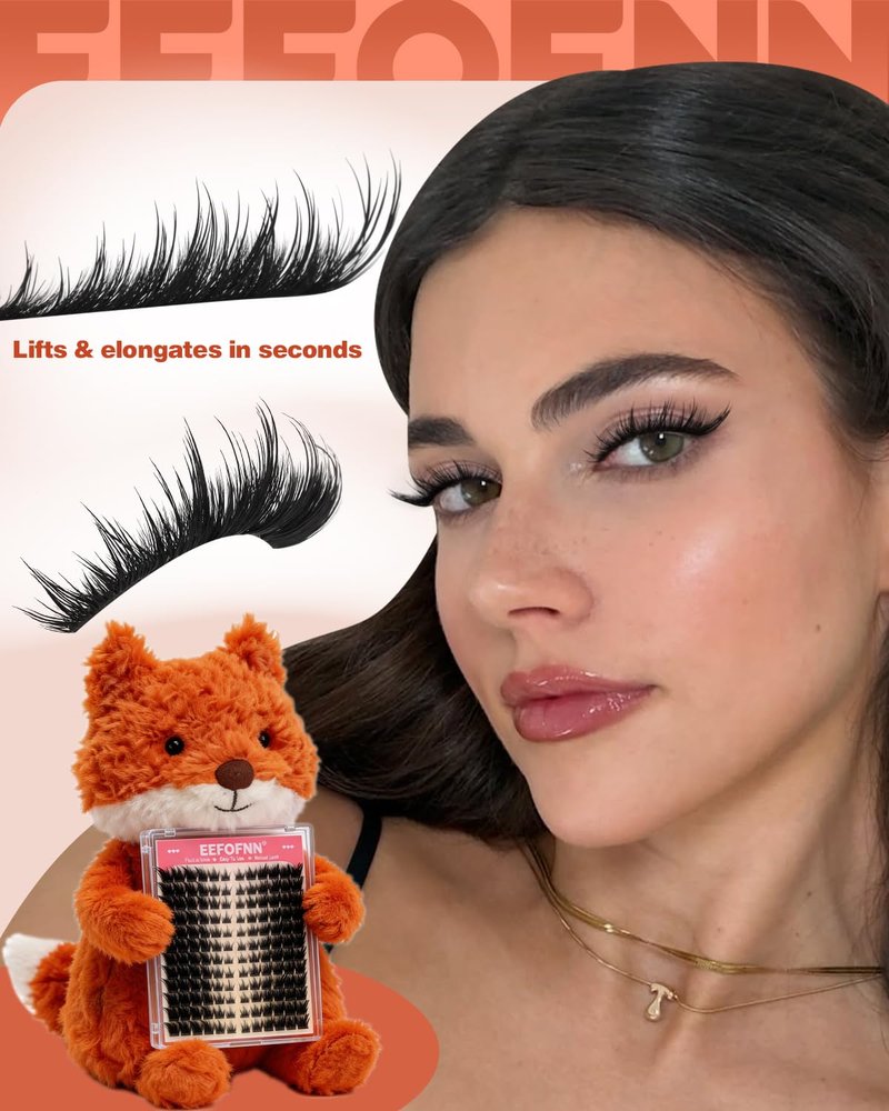 Fox Eye Lash Clusters Volume Cluster Eyelash Extensions Wispy Lashes Clusters Cat Eye Eyelash Clusters 10-18mm Spikes Individual Lashes Spiky LC Curl Lash extensions DIY at Home by Eefofnn