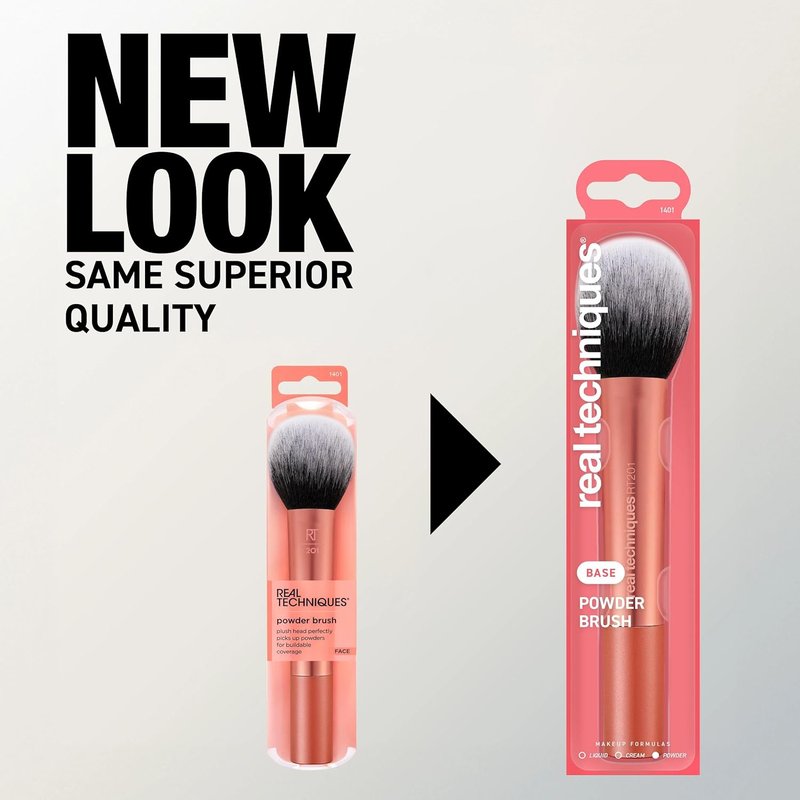 Real Techniques Powder Brush - Cruelty-Free with Ultra Plush Synthetic Bristles | Custom Cut for Perfect Coverage