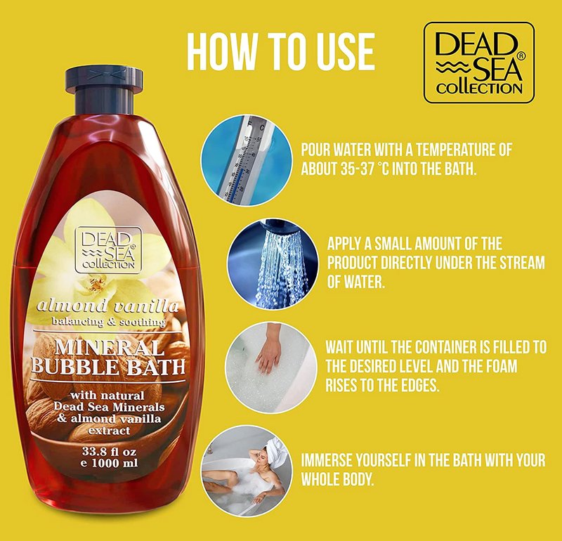 Dead Sea Collection Bubble Bath with Argan for Women and Men - Argan Oil and Pure Dead Sea Minerals - Nourishing and Moisturizing Skin - Pack of 2 (67.6 fl.oz)