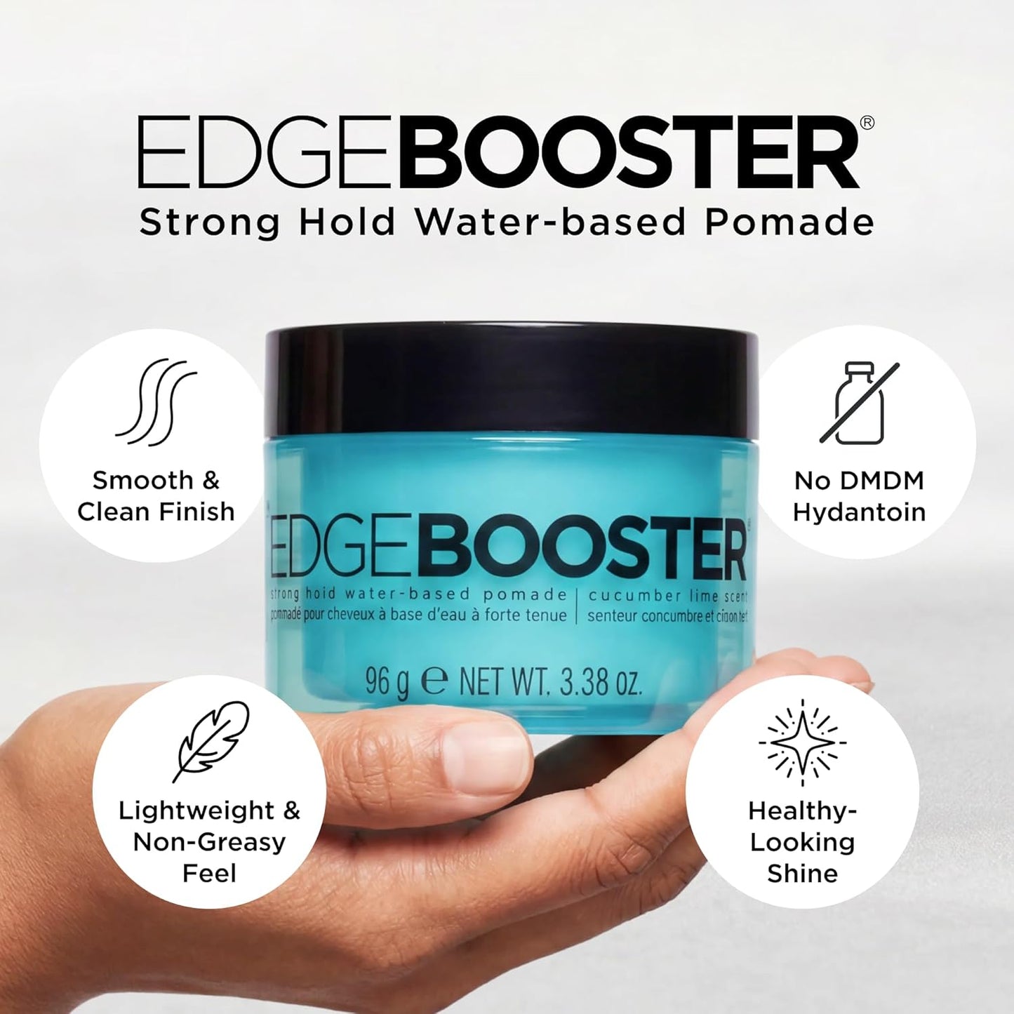 Style Factor Edge Booster Pomade - Strong Hold Water-Based Formula with Argan Oil for Moisture & Shine | Sweet Peach, 3.38 oz