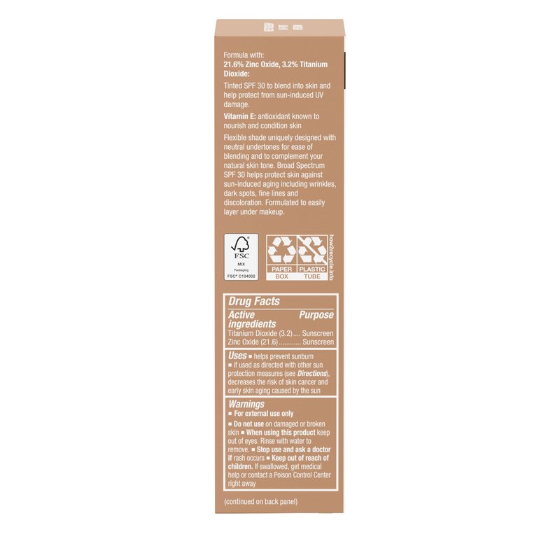 Neutrogena Purescreen+ Tinted Sunscreen for Face with SPF 30,Broad Spectrum Mineral Sunscreen with Zinc Oxide and Vitamin E,Water Resistant,Fragrance Free,Medium,1.1 fl oz,(Pack of 2)
