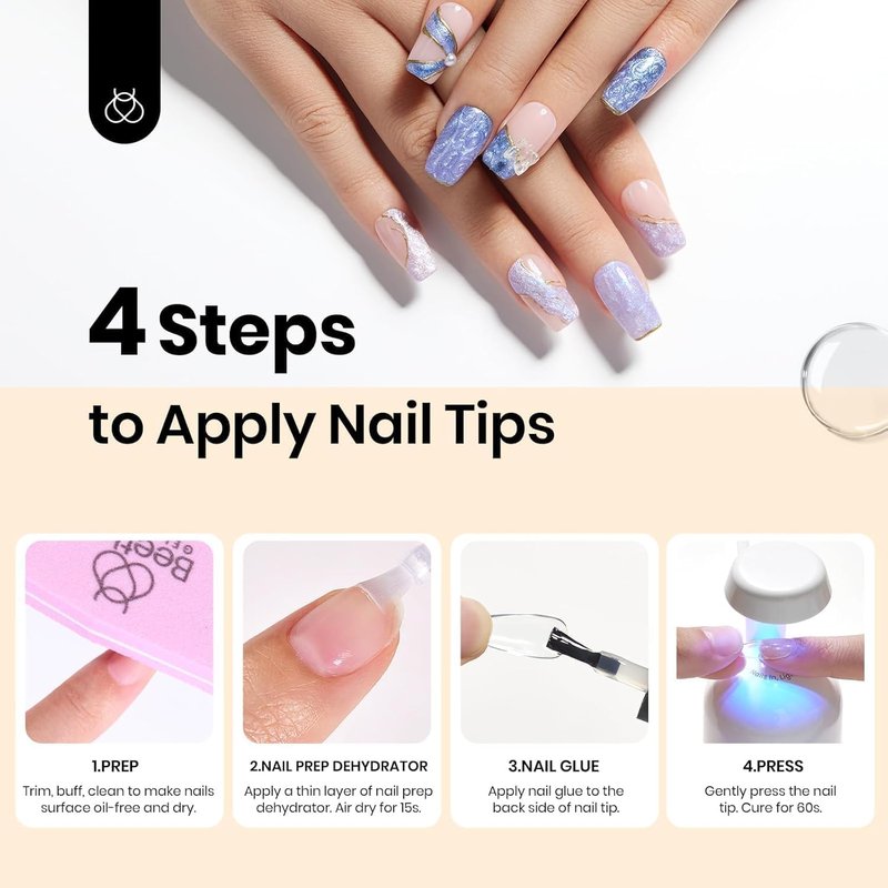 Beetles 9 In 1 Gel Nail Glue Kit - Acid-Free & HEMA-Free Dehydrator for Acrylic Nails | Professional Prep