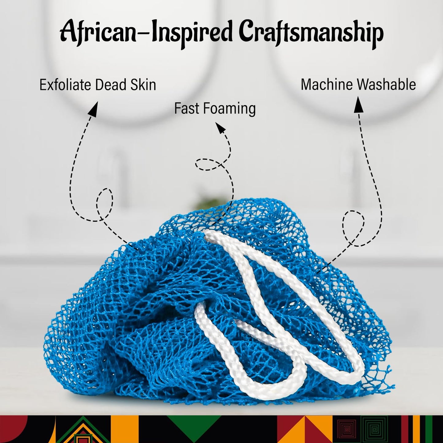 Yiclick African Net Sponge Authentic with Knots 2 Pack - Exfoliating Body Scrubber, Exfoliating Washcloth Towel, Knotted Rags Wash Cloth Loofah Sponge for Body Scrub, Back Scrubber for Shower Bath
