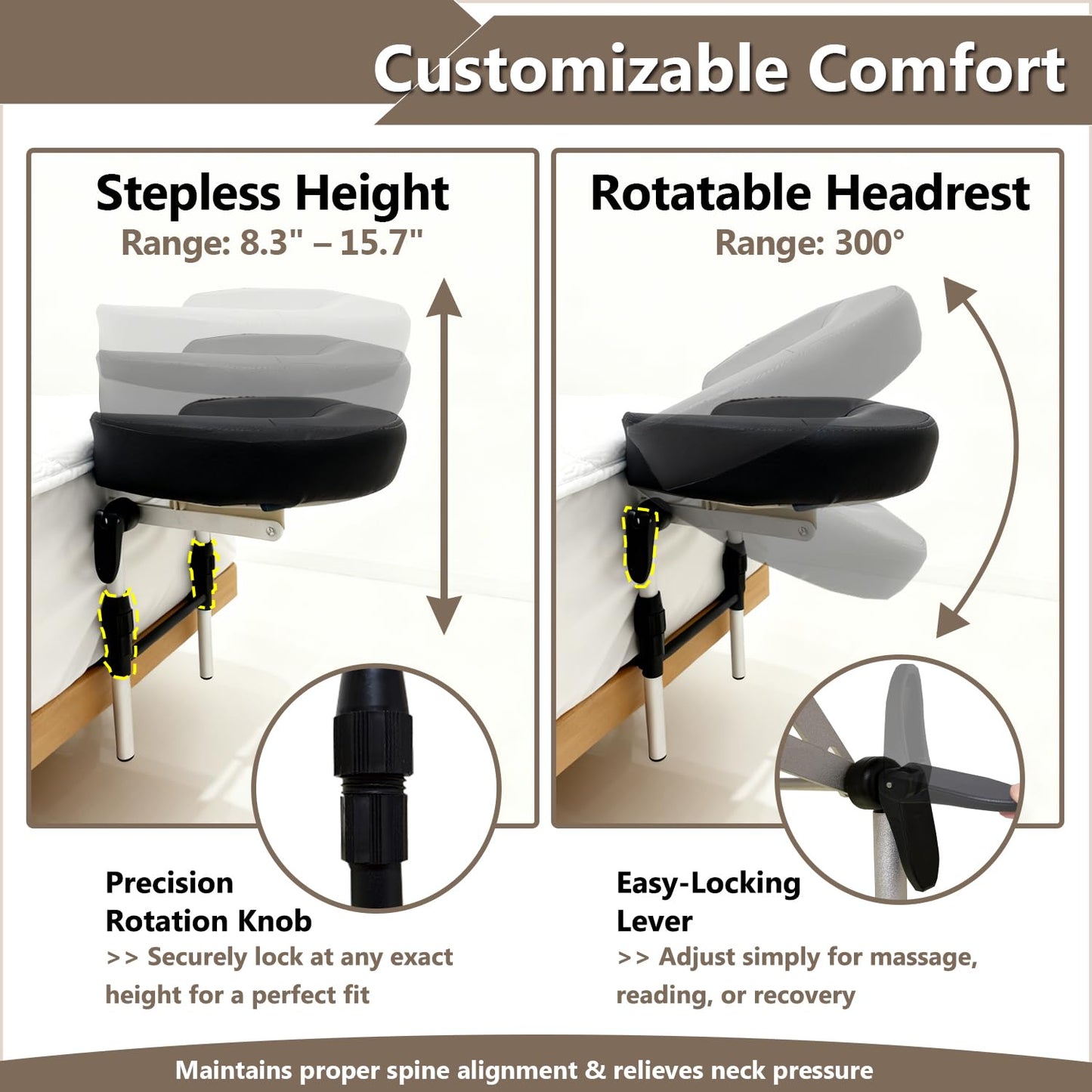 ZNALDP Massage Headrest for Bed, Adjustable Home Mattress Top Face Cradle Kit, Head Cushion for Face Down, Quick Setup for Bed Massage, Facial, Lash & Brow Services, Eye Surgery Recovery