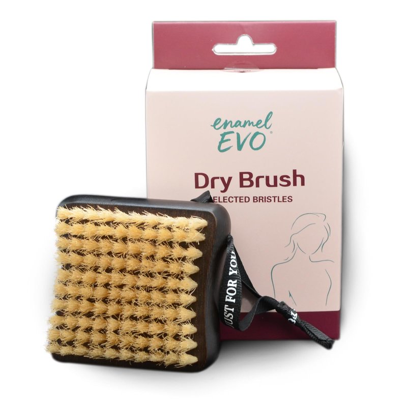 EnamelEVO Dry Brushing for Lymphatic Drainage,Natural Bristle Exfoliating Brush Ergonomic Design with Elastic Strap Soft Bristles Brush All Skin Types (Mini Dry Brush)
