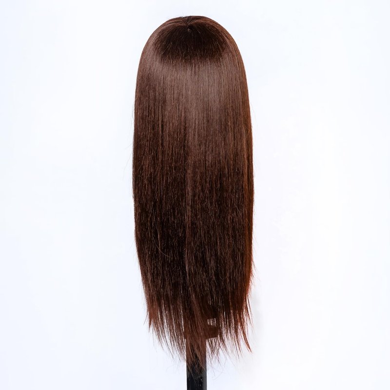 Mannequin Head - 80% Human Hair Cosmetology Training Tool | 26-28" Straight Brown Doll Head