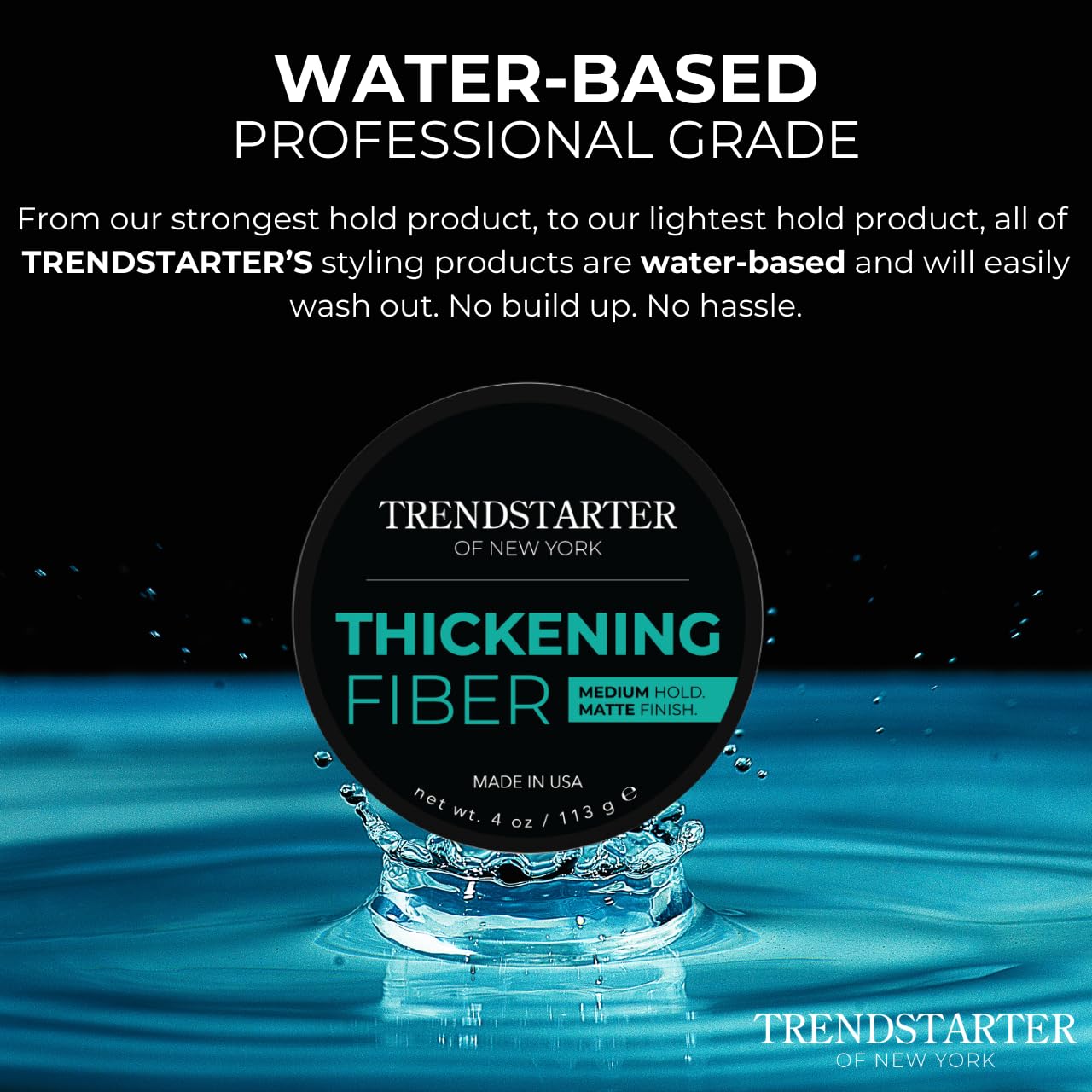 Thickening Fiber Hair Clay Pomade - Medium Hold, Matte Finish | 4oz Water-Based Styling Product