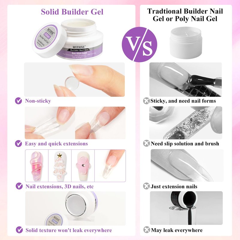 MIZHSE 3D Gel Nail Art Sculpting Gel, Solid Builder Gels for Nails 60g Large Capacity 3D Sculpting Non-Sticky Carving U V/LED Extension Hard Gels with 3D Mold for Nail Art Salon Home DIY