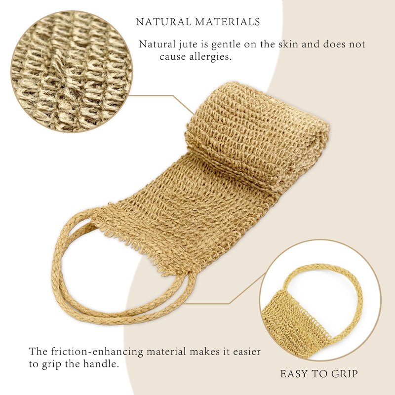 Extra Rough Exfoliating Back Scrubber – Natural Jute Body Scrubber for Men, Workers & Athletes, Durable Daily Deep-Cleansing Bath Tool