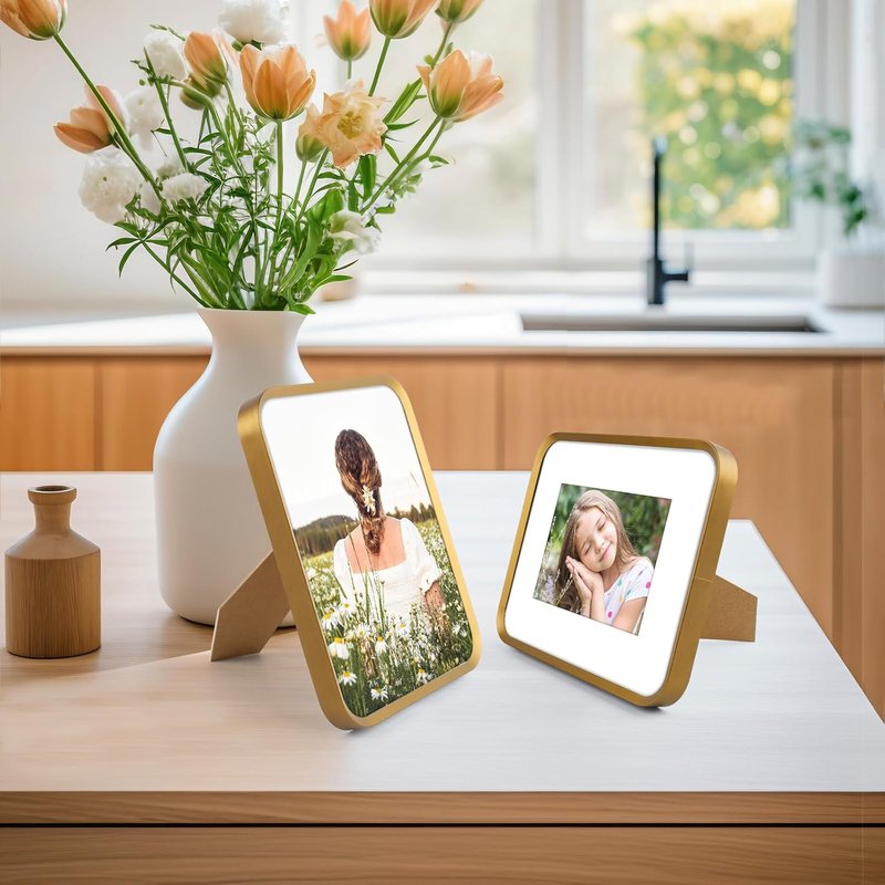 Golden State Art 8x10 Aluminum Picture Frame - Bronze Gold with Mat for 5x7 Photos | Real Glass Modern Decor