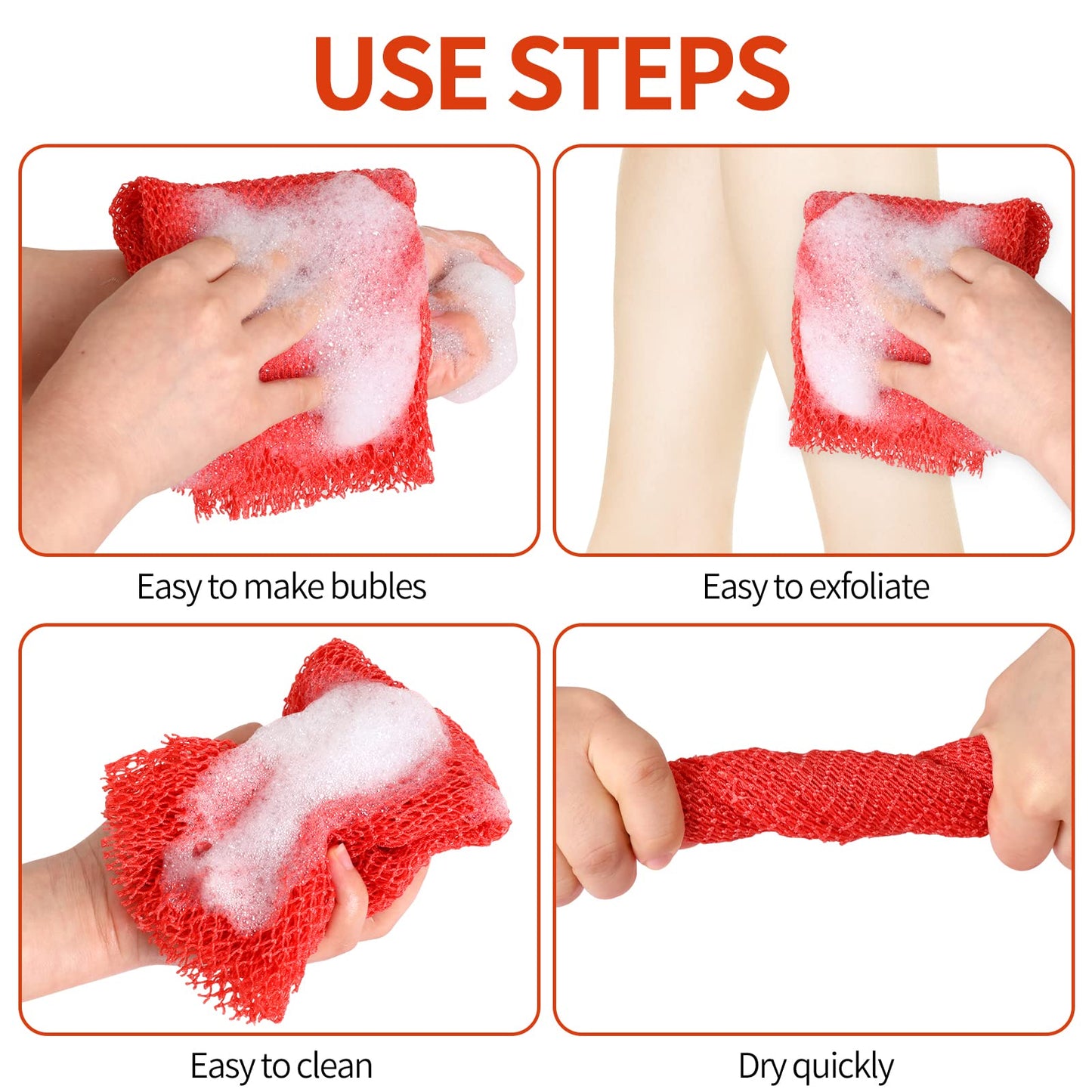 AbuQ 2 Pieces African net Sponge for exfoliating,African exfoliating net, African wash net, African Ghana Sapos scrubbing washcloth rag for Smoother Skin and Daily use,Blue-Blue