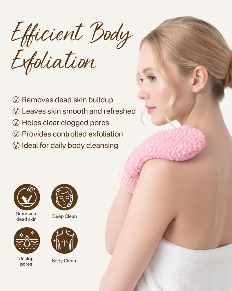 Exfoliating Gloves 2 Pack, Wave Texture Exfoliating Mitt for Dead Skin Remover, Body Scrub Gloves for Bath Shower, Korean Exfoliating Mitt, Loofah Alternative Body Scrubber for Women & Men
