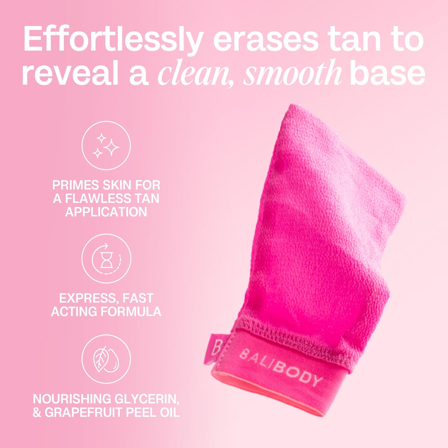 Bali Body Pink Exfoliating Mitt | Self Tan Remover for Fake Tan | Reusable Double-Sided Tanning Eraser | Gentle Exfoliator to Remove Self Tanner, Sunless Tanner & Tanning Lotion