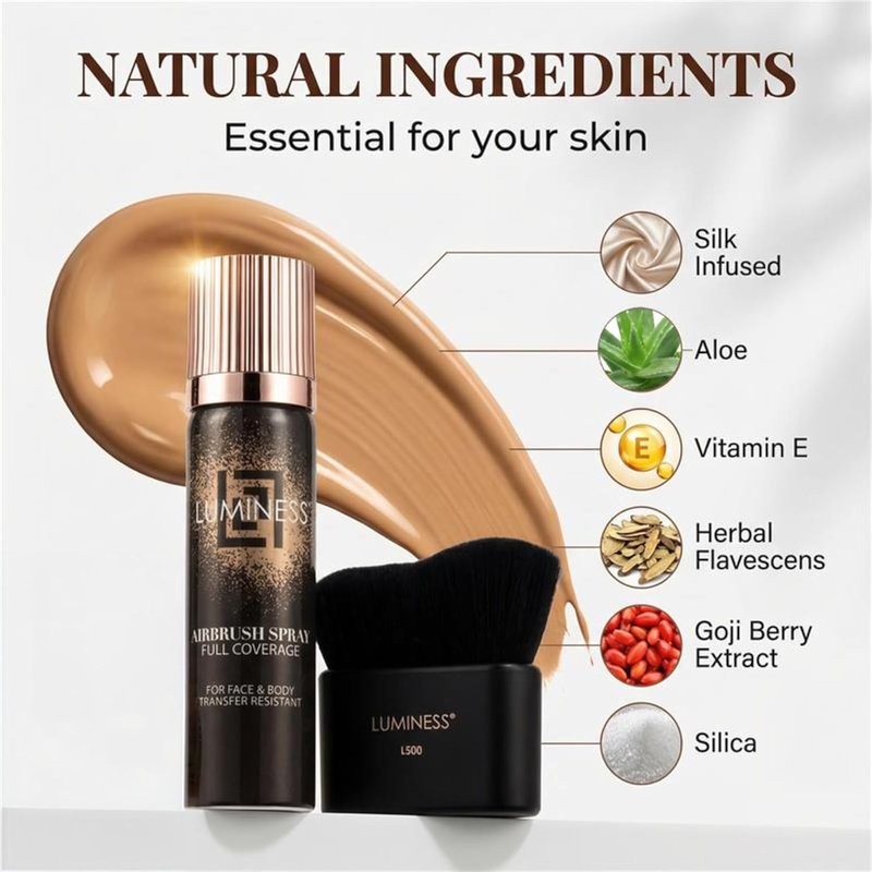 LUMINESS Airbrush Body Coverage - Waterproof Tattoo Concealer & Full Coverage Foundation | 1 fl oz