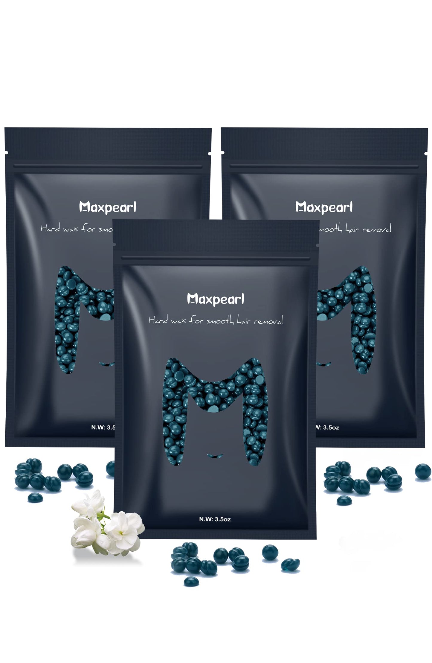 Maxpearl Hard Wax Beads, 300g Hair Removal Wax Beans for Brazilian Bikini, Face, Eyebrows, Underarms, Arms, Chest, Back, Legs, Pack of 3
