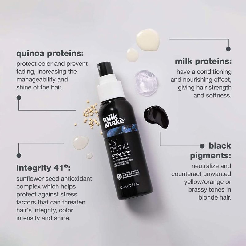 Milk_Shake Icy Blond Toning Spray - Leave-In Toner with Black Pigment for Platinum Blonde | 3.4 Fl Oz
