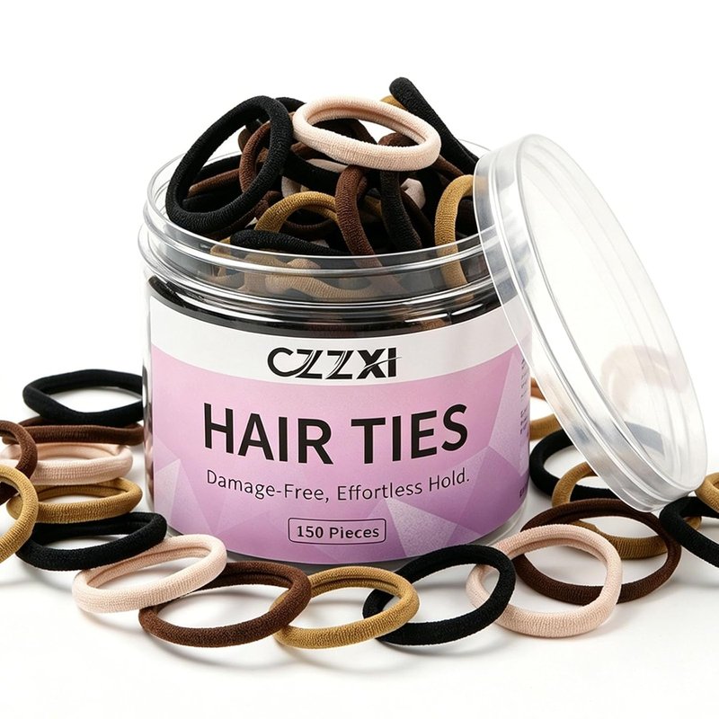 CZZXI Hair Ties - 150Ct No Damage Seamless Elastic Ponytail Holders for Fine Hair | Soft Nylon, Multi-Color
