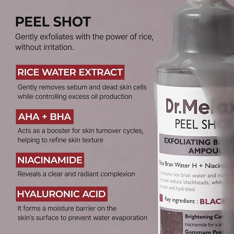 Exfoliating Black Rice Ampoule - AHA BHA Niacinamide Serum for Pores & Blackheads | 2.7 fl. oz. Korean Skin Care
