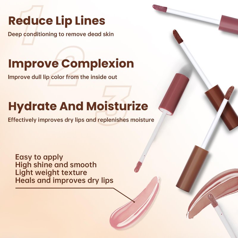 HOSAILY Lip Liner Gloss Set, Dark Brown Plumping Lip Liner Lip Pencil Moisturizing Lightweight Lip Gloss Lip Combo, High Shine Glossy Lip Tint Lip Stain Makeup Long Lasting Lip Contour for Women