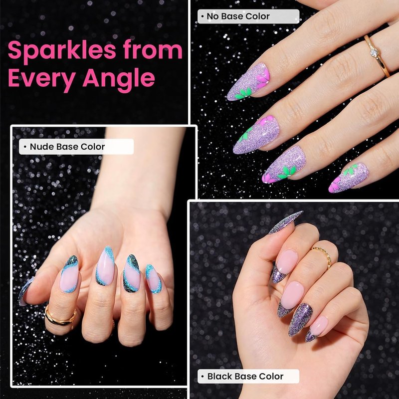 Beetles Chameleon Gel Nail Polish Set | 6 Sparkling Colors - Pink, Purple, Blue Glitter for DIY Manicure