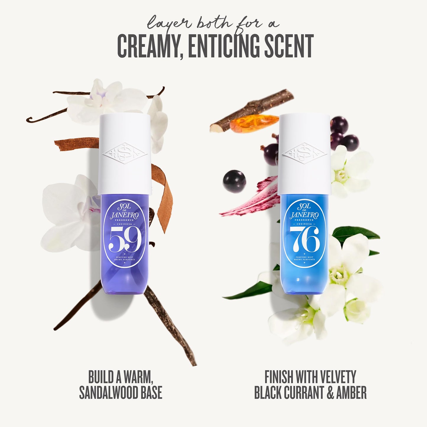 Sol de Janeiro Perfume Mist For All Duo | Unisex Fragrances for Women and Men | Cheirosa 59 & 76 | Woody Fragrances | Vanilla Musk | 3 fl oz each (Set of 2)