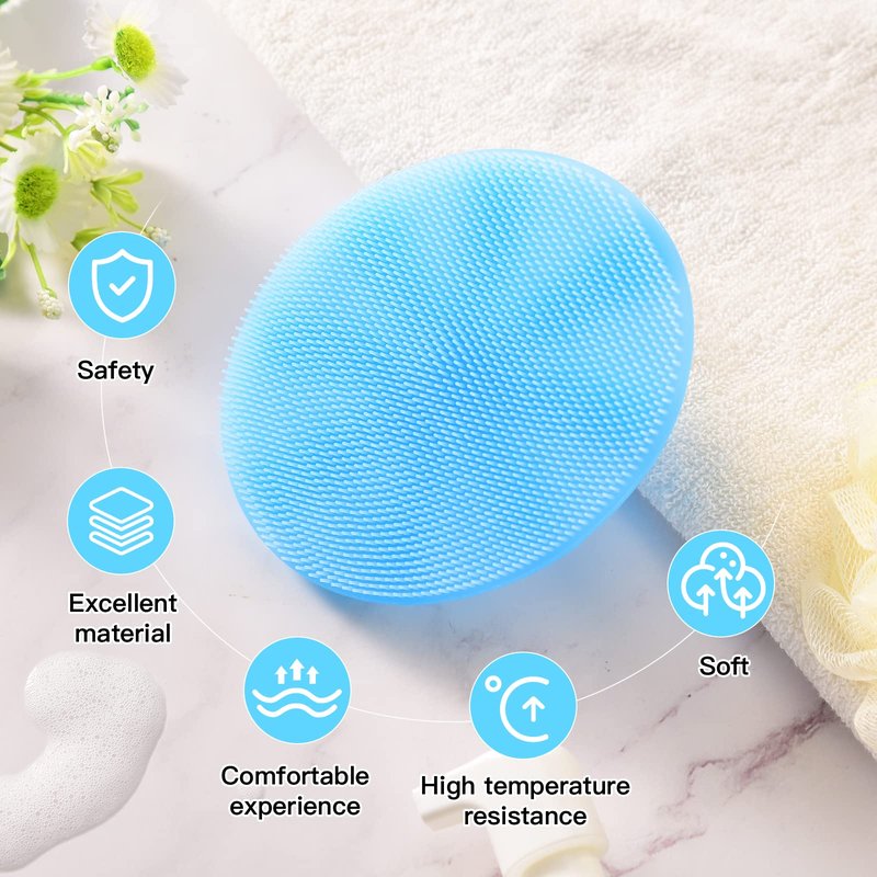 INNERNEED Food-Grade Soft Silicone Body Cleansing Brush Shower Scrubber, Gentle Exfoliating and Massage for All Kinds of Skin (Blue)
