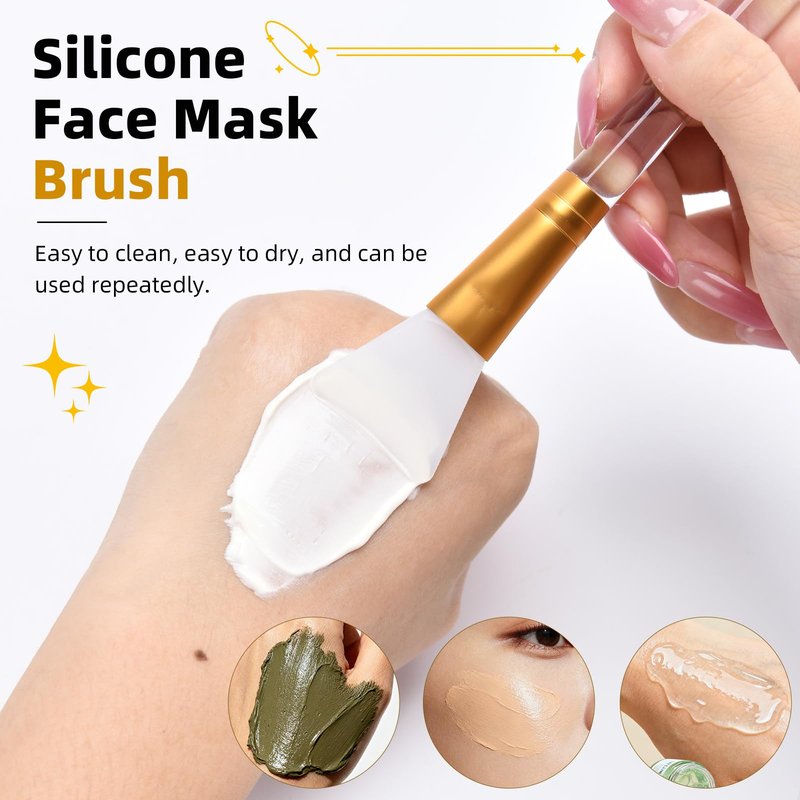 LORMAY Jelly Brush | 2 Pcs Silicone Face Mask Brushes | Mask Application Tool for Even Coverage | Skincare Enhancer | Durable Silicone | Easy to Clean | All Skin Types (Tapered brush head)