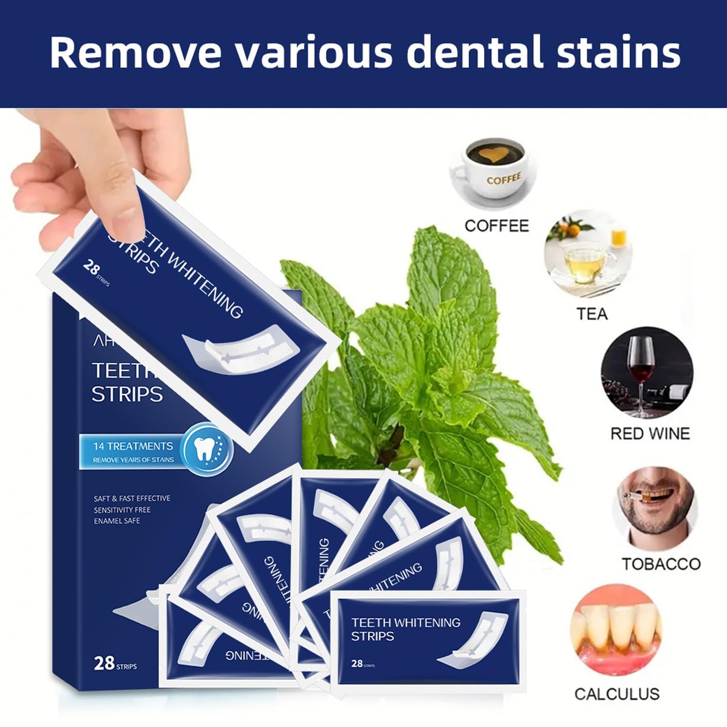 COZYTIMES Teeth Whitening Strips,Enamel Safe, 28 Strips for Sensitive Teeth,Professional and Natural Teeth Whitening Kit,14 Treatments