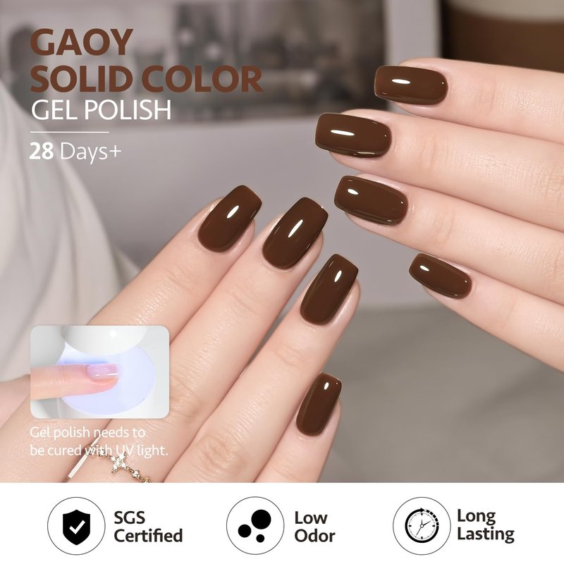 Brown Gel Nail Polish - 16ml Soak Off UV Cure for DIY Manicure | Dark Brown Color