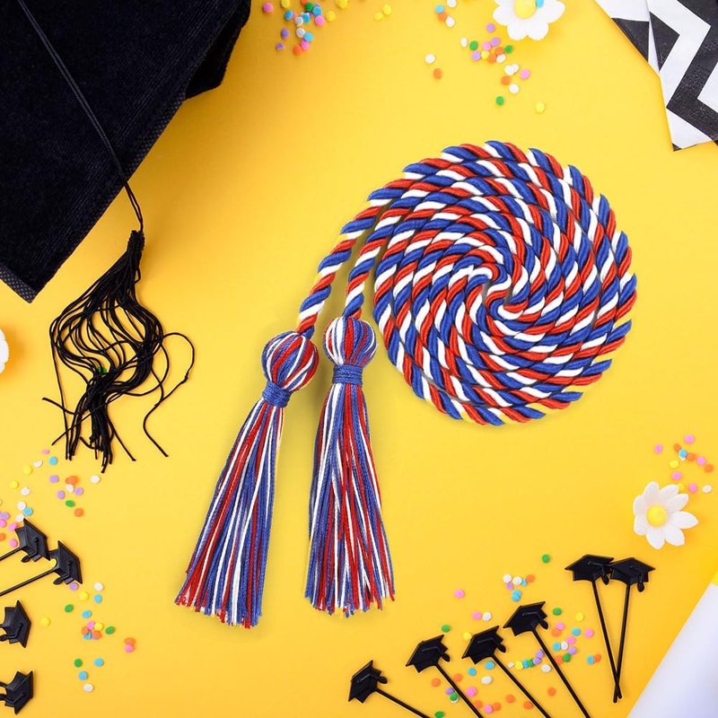 Graduation Cords | Red, Blue & White Honor Cords - 68 Inch Rayon Braided Tassels for 2026 Graduation