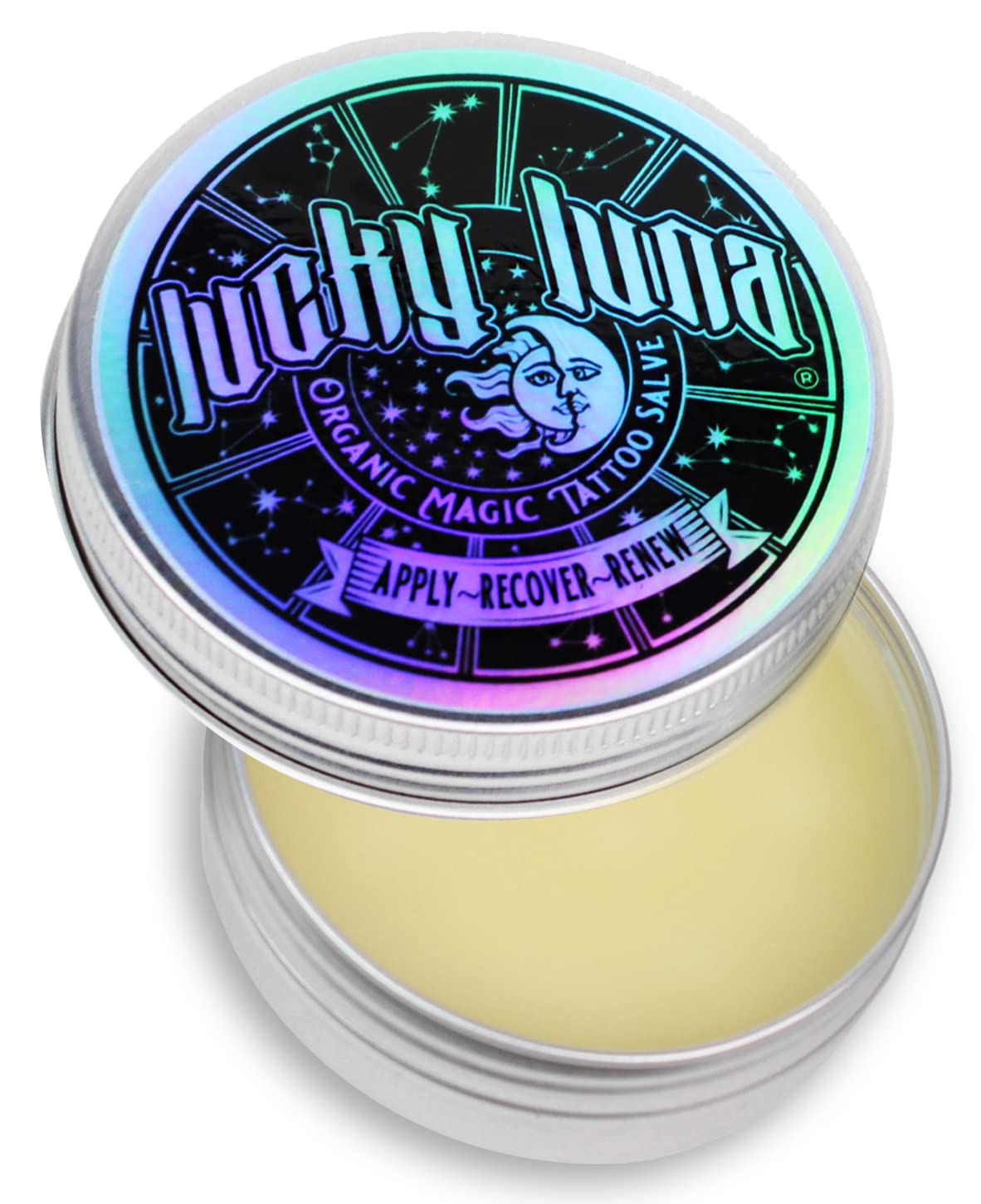 LuckyLuna Organic Tattoo Aftercare, Tattoo Moisturizer for Color Longevity, All-Natural Organic, No-Petroleum Tattoo Lotion, Fragrance-Free After Care, Tattoo Brightener