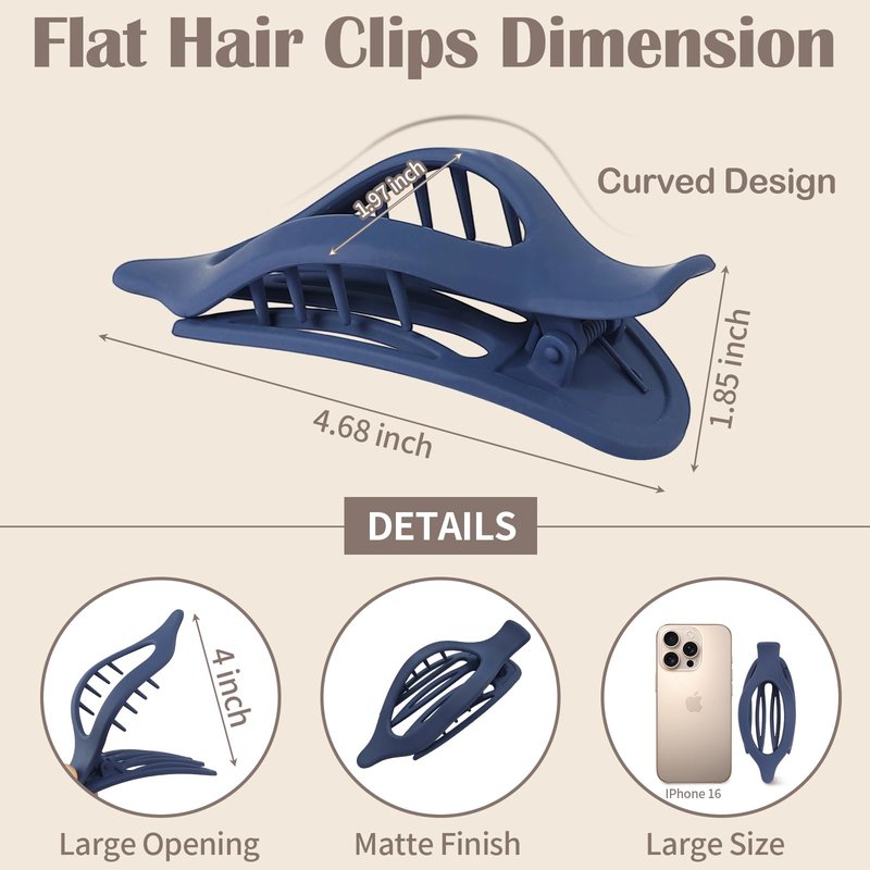 9 Pack Flat Hair Clips for Women, Matte Claw Clips for Thick & Thin Hair (Multicolor)