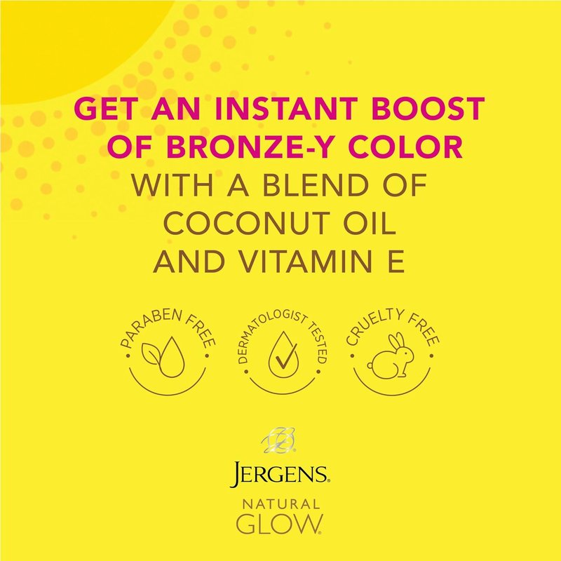 Jergens Natural Glow Tanning Moisturizer - Lightweight Sunless Bronzer for Natural Color | Light Bronze, 6 Oz