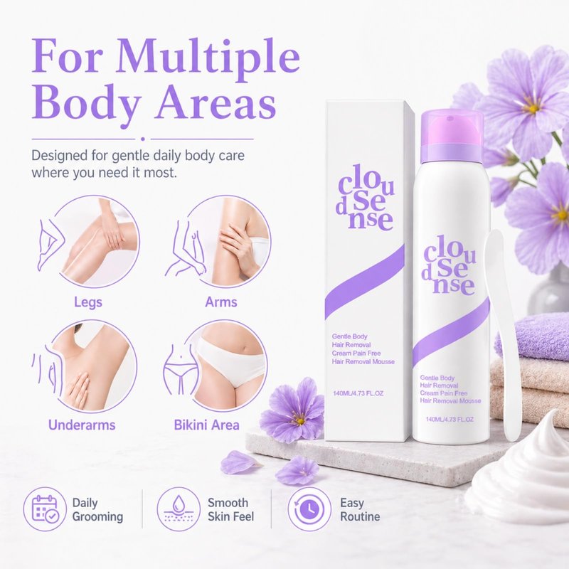 Cloud Sense Hair Removal Mousse, Smooth Hair Removal Spray, Gentle and Soothing for Body and Legs, Suitable for Women and Men (Spray*1)