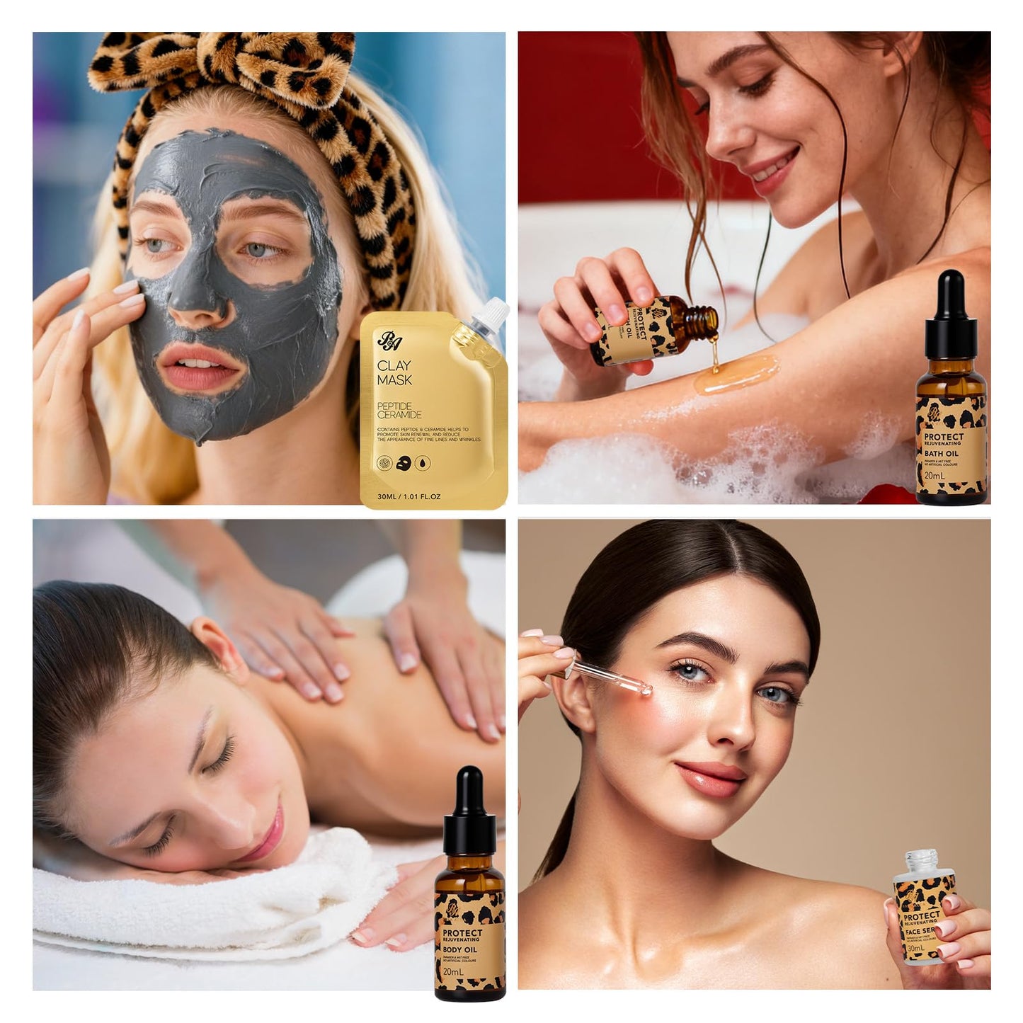 23 Pcs Mother's Day Gift for Mom, Leopard Skin Care Set for Women, Bath and Body Gifts Basket Set, Spa Gift Baskets, Day Cream, Bath Bombs, Serum, Birthday, Christmas, Valentines, Anniversary, Wife